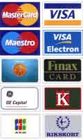 Vi accepterar de vanligaste bank/kreditkorten